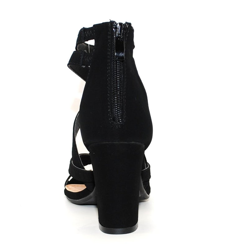 TRENDSUP COLLECTION Women's Chunky Heel Ankle Strap Sandals (6.5, Black) - Image 3